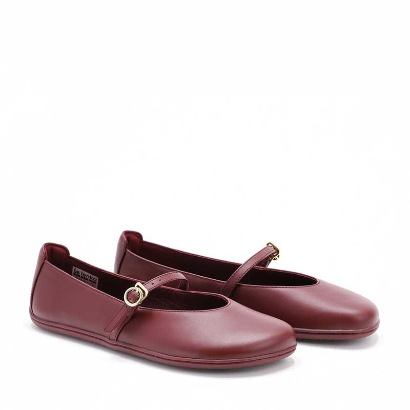 Pair of Be Lenka Women's Ballet Shoes Amalea - Burgundy, angled view showing outer side and front.