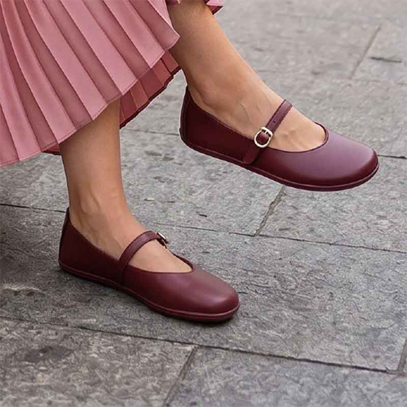 Person wearing Be Lenka Women's Ballet Shoes Amalea - Burgundy.