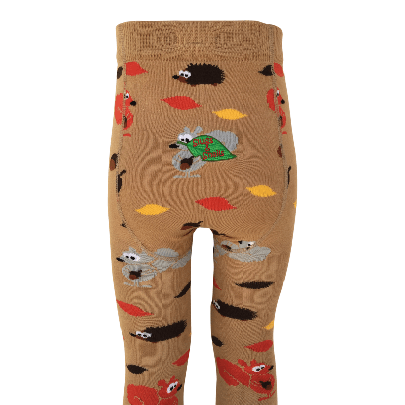 Slugs & Snails Kids Tights - Autumn, close up of design.