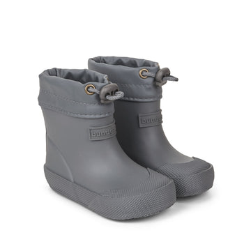 Pair of Bundgaard Toddler Wellies Cover - Slate, angled view showing outer side and front.
