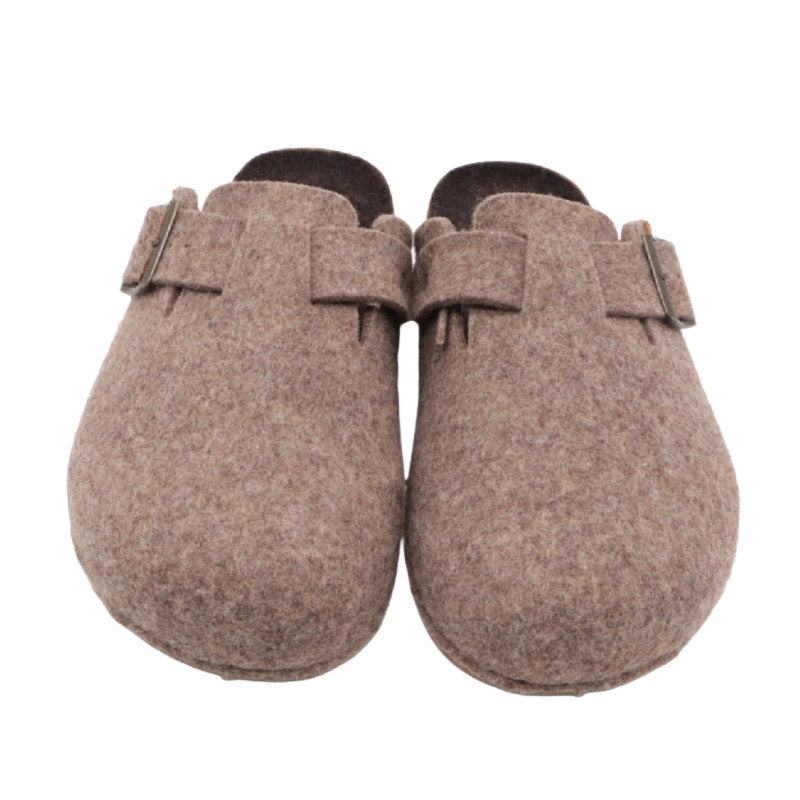 Pair of El Naturalista Barefoot R-Felt Clogs - Beige, front view.