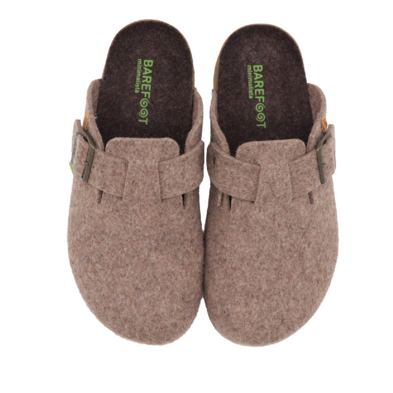 Pair of El Naturalista Barefoot R-Felt Clogs - Beige, top view.