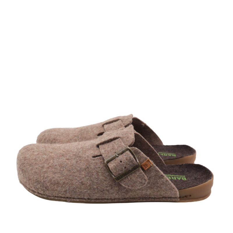 Pair of El Naturalista Barefoot R-Felt Clogs - Beige, outer side view.