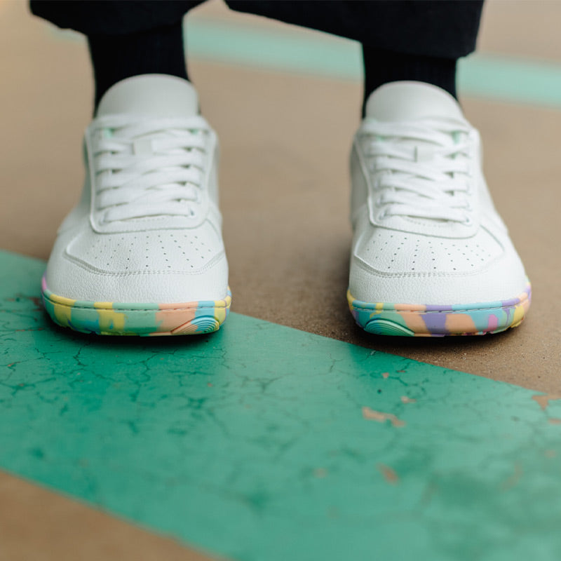 Person wearing PaperKrane Adults Confetti Pops Shoes - White.