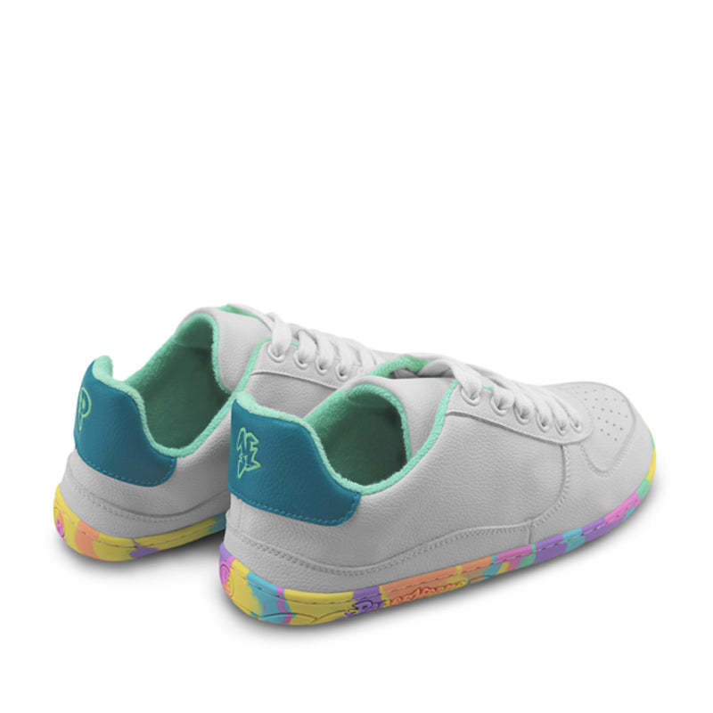 Pair of PaperKrane Adults Confetti Pops Shoes - White, angled view showing the outer side and rear.