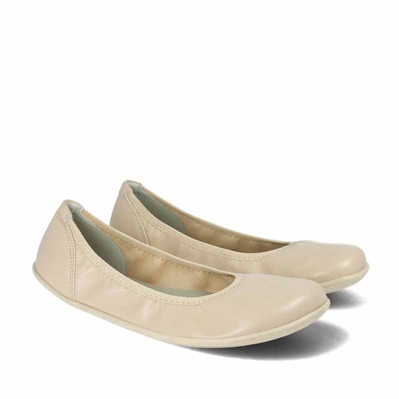 Pair of Angles Women's Ballet Shoes Calisto - Beige, angled view showing outer side and front.