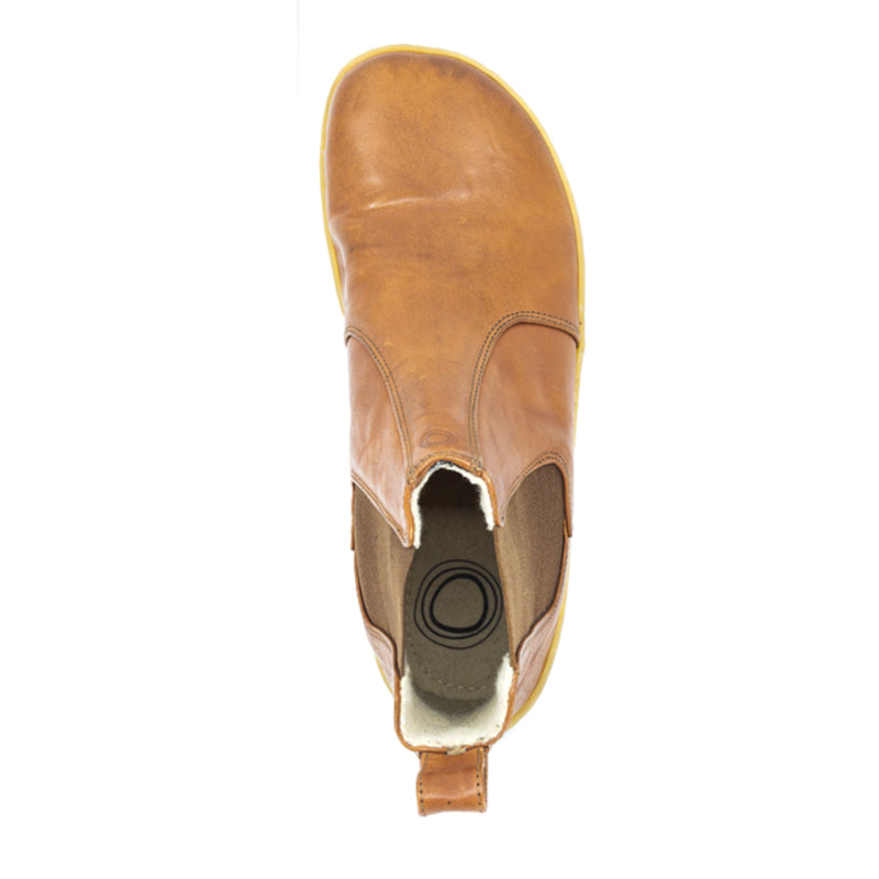 Mukishoes Chelsea Boot - Caramel, top view.