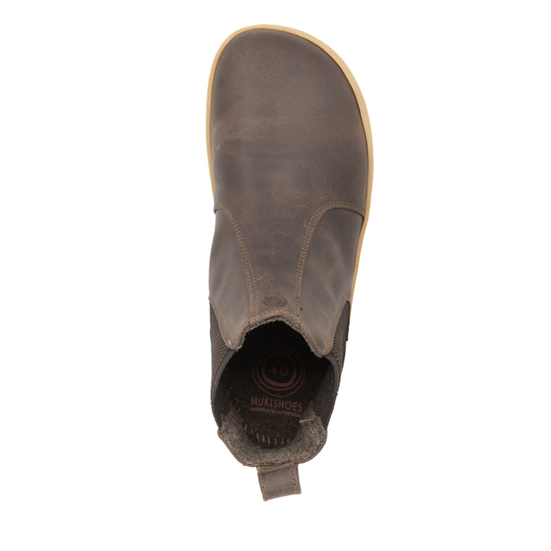 Mukishoes Chelsea Nova Boot - Chestnut, top view.