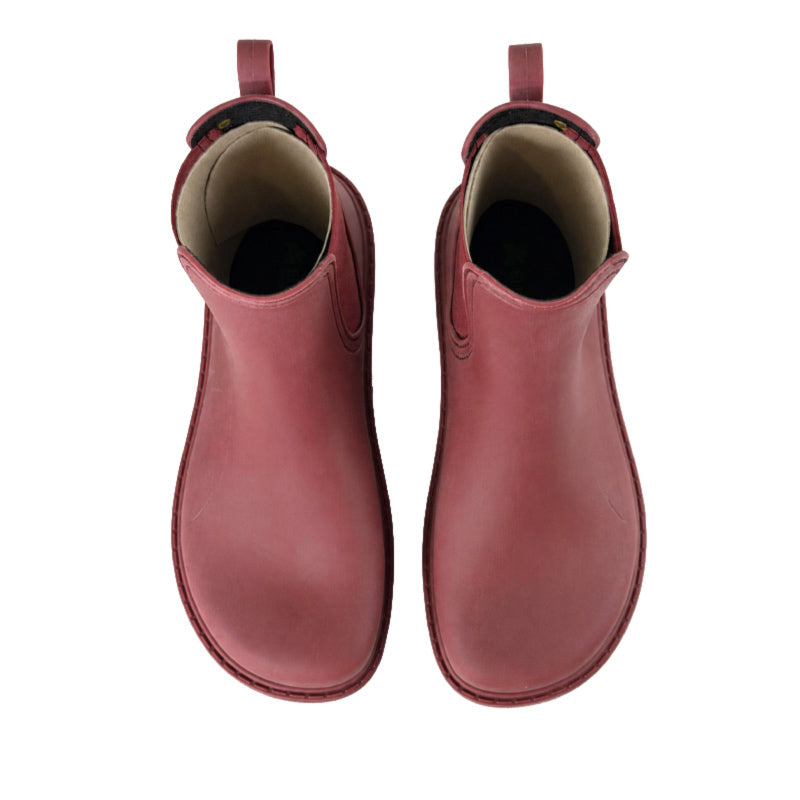 Pair of El Naturalista Barefoot Chuva Wellington Boots - Wine, top view.