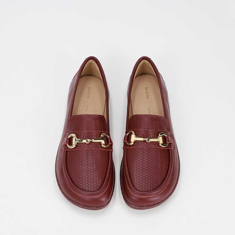 Pair of Be Lenka Women's Moccasins Divella - Burgundy, top view.