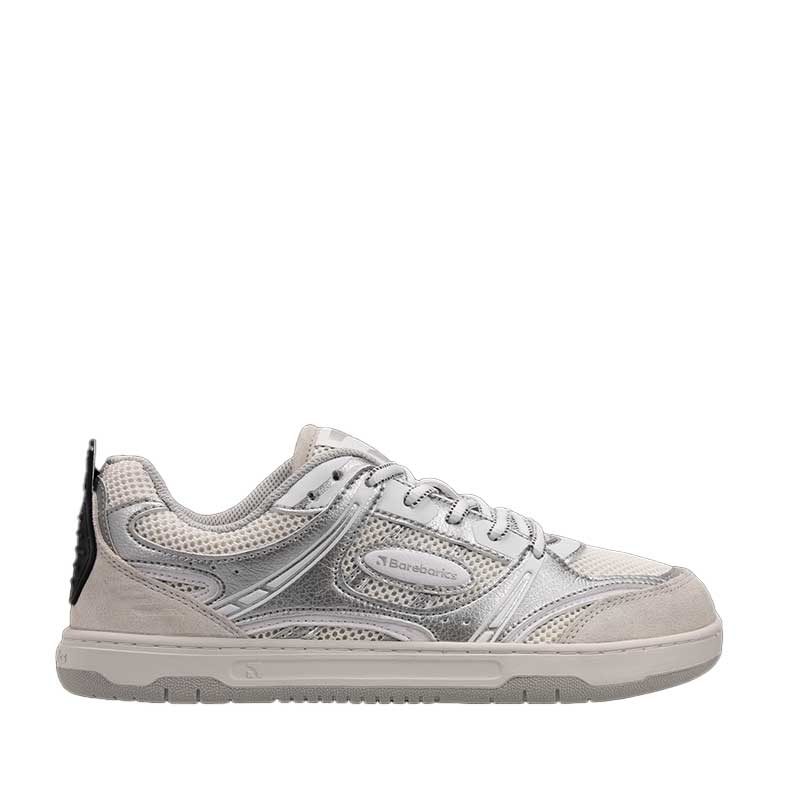 Be Lenka Adults Barebarics Trainer Dropsta - White and Silver, outer side view.