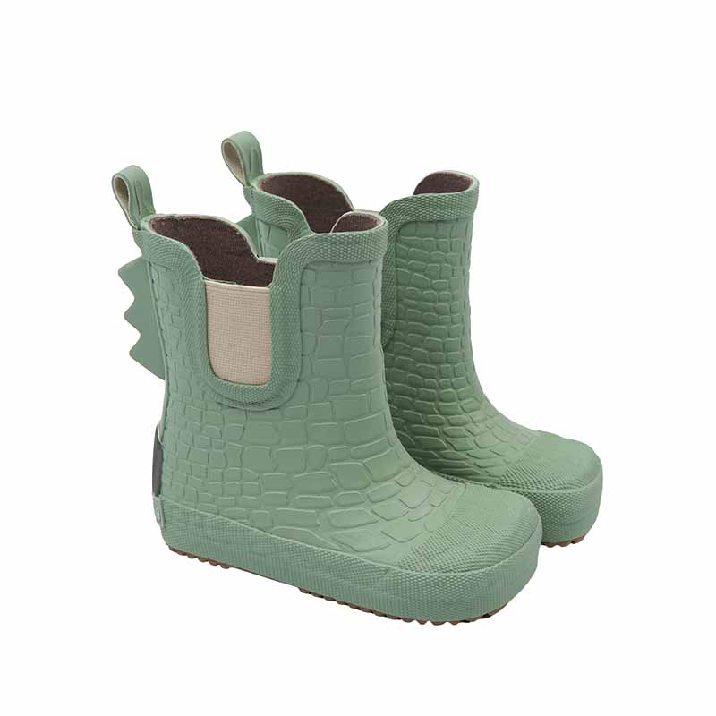 Mikk-Line Kids Barefoot Wellingtons - Dinosaur Green