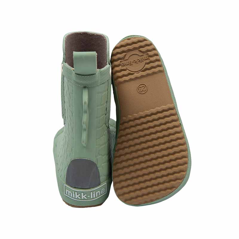 Mikk-Line Kids Barefoot Wellingtons - Dinosaur Green