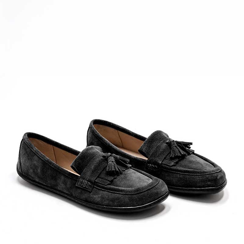 Pair of Be Lenka Women's Moccasins Fiorela - Black, angled view showing outer side and front.