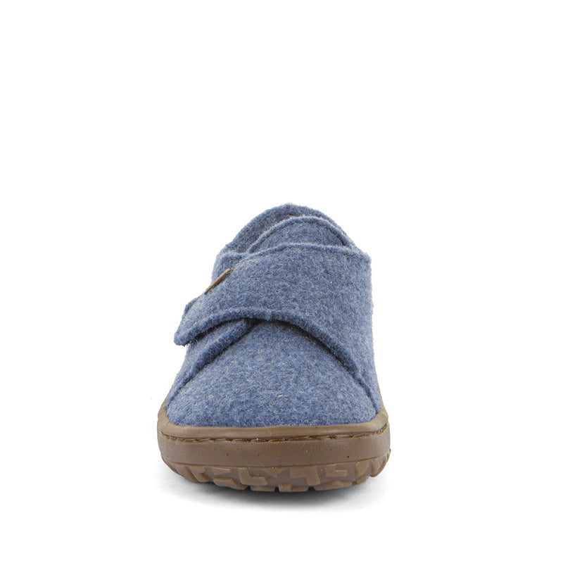 Froddo Kids Barefoot Wooly Slipper - Denim, front view.