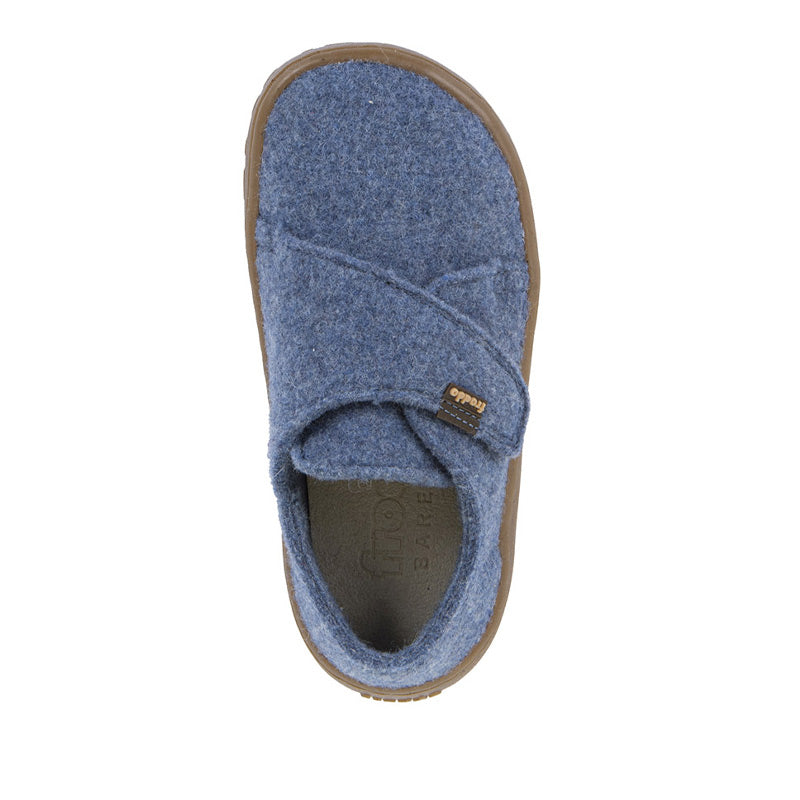 Froddo Kids Barefoot Wooly Slipper - Denim, top view.
