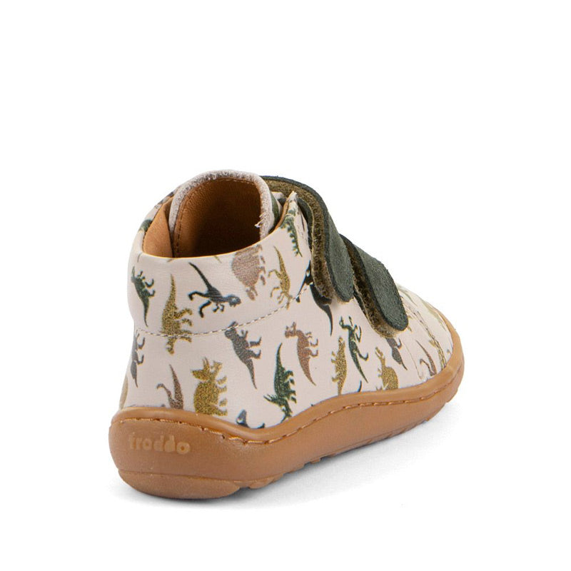 Froddo Kids Barefoot First Step Shoe - Green, angled view showing outer side and rear.