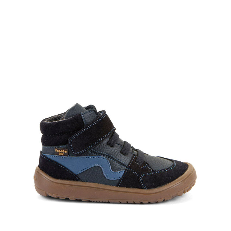 Froddo Kids Barefoot Tex Go Waterproof Boot - Dark Blue, outer side view.
