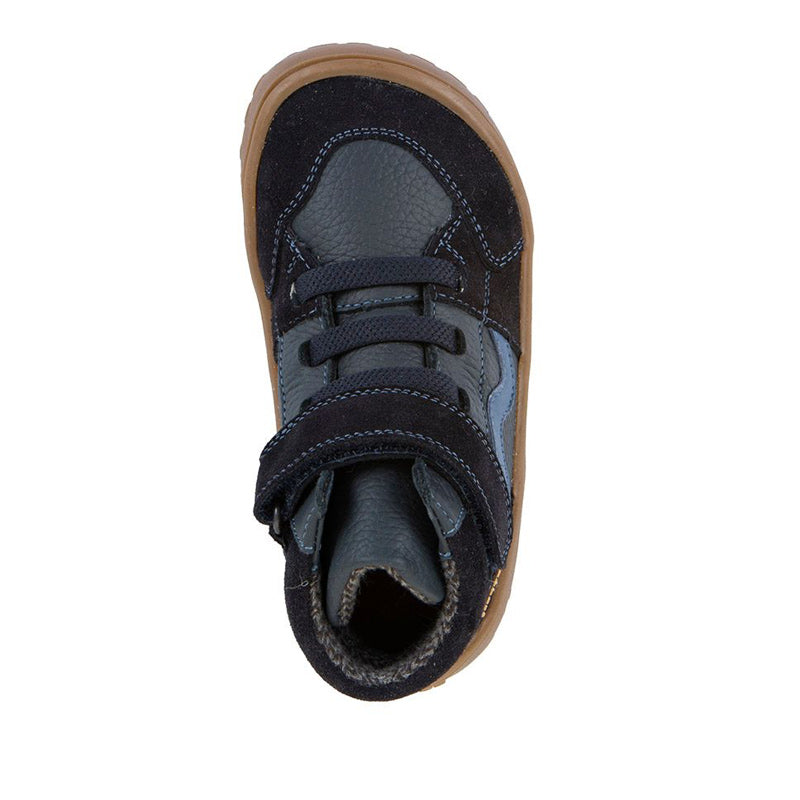 Froddo Kids Barefoot Tex Go Waterproof Boot - Dark Blue, top view.