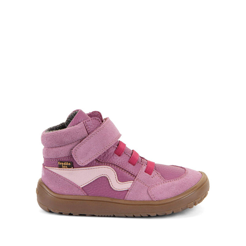 Froddo Kids Barefoot Tex Go Waterproof Boot - Pink, outer side view.