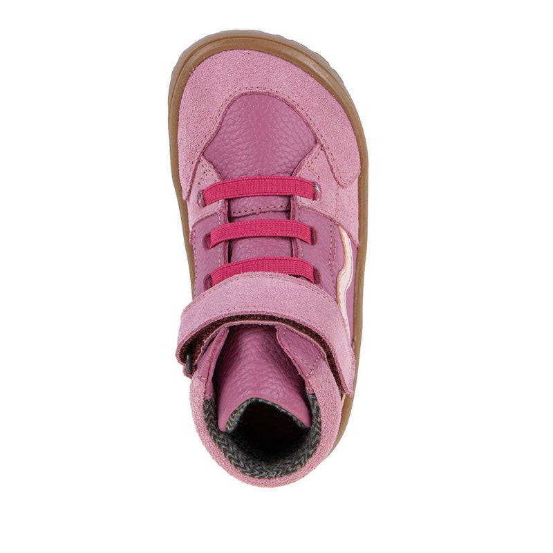 Froddo Kids Barefoot Tex Go Waterproof Boot - Pink, top view.