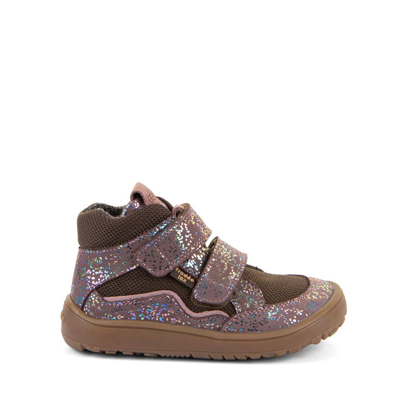 Froddo Kids Barefoot Tex Autumn Waterproof Boot - Pink Shine, outer side view.