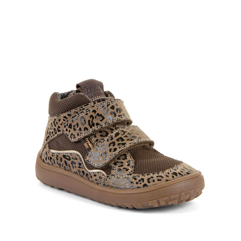 Froddo Kids Barefoot Tex Autumn Waterproof Boot - Beige+, angled view showing outer side and front.