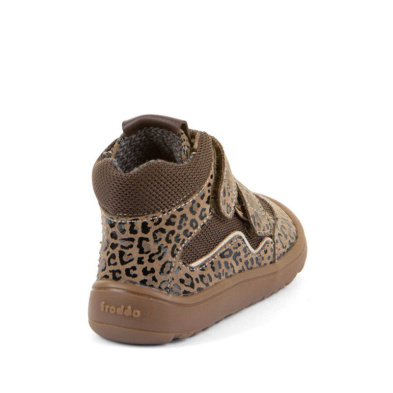 Froddo Kids Barefoot Tex Autumn Waterproof Boot - Beige+, angled view showing outer side and rear.