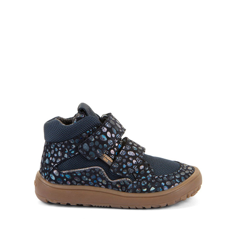 Froddo Kids Barefoot Tex Autumn Waterproof Boot - Blue, outer side view.