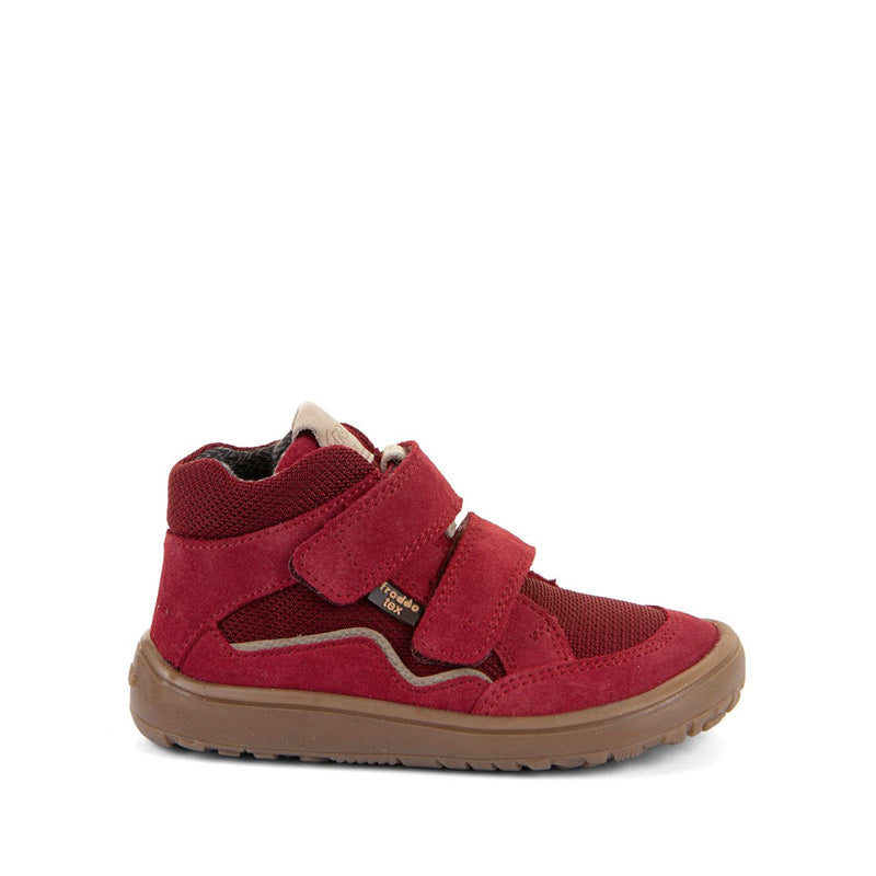Froddo Kids Barefoot Tex Autumn Waterproof Boot - Red, outer side view.