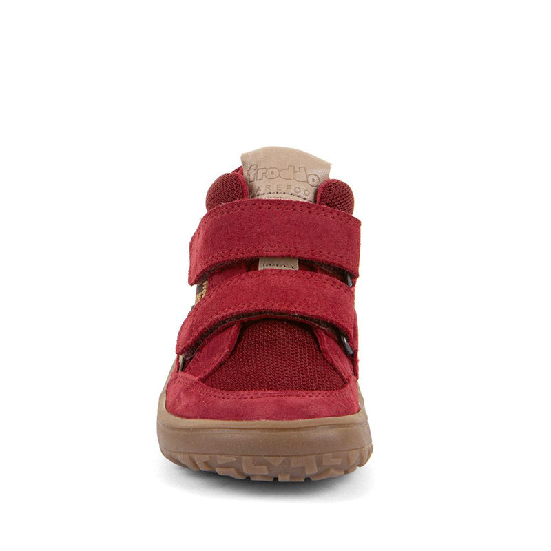 Froddo Kids Barefoot Tex Autumn Waterproof Boot - Red, front view.