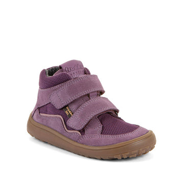 Froddo Kids Barefoot Tex Autumn Waterproof Boot - Grape Wine, angled view showing outer side and front.