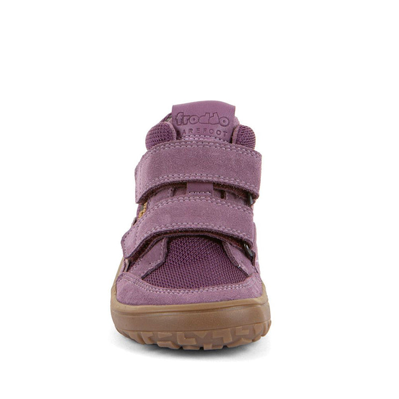 Froddo Kids Barefoot Tex Autumn Waterproof Boot - Grape Wine, front view.