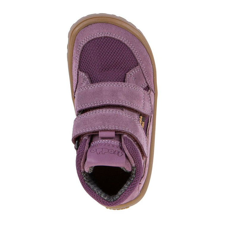 Froddo Kids Barefoot Tex Autumn Waterproof Boot - Grape Wine, top view.
