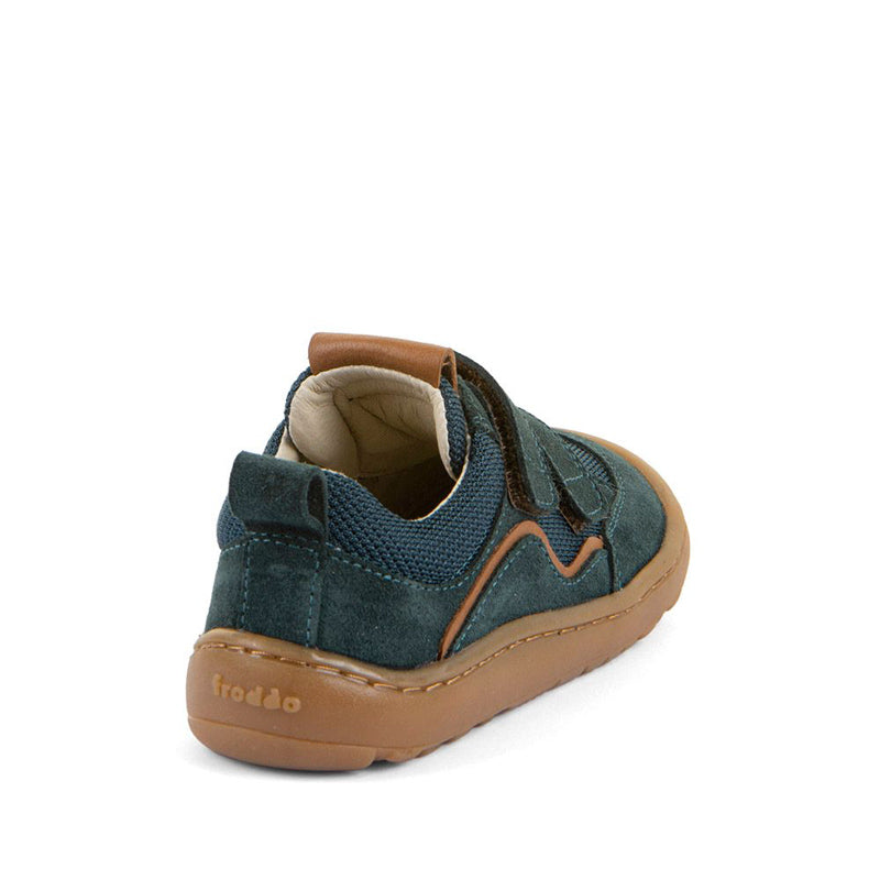 Froddo Kids Barefoot Base Sports Shoe - Petroleum, angled view showing outer side and rear.