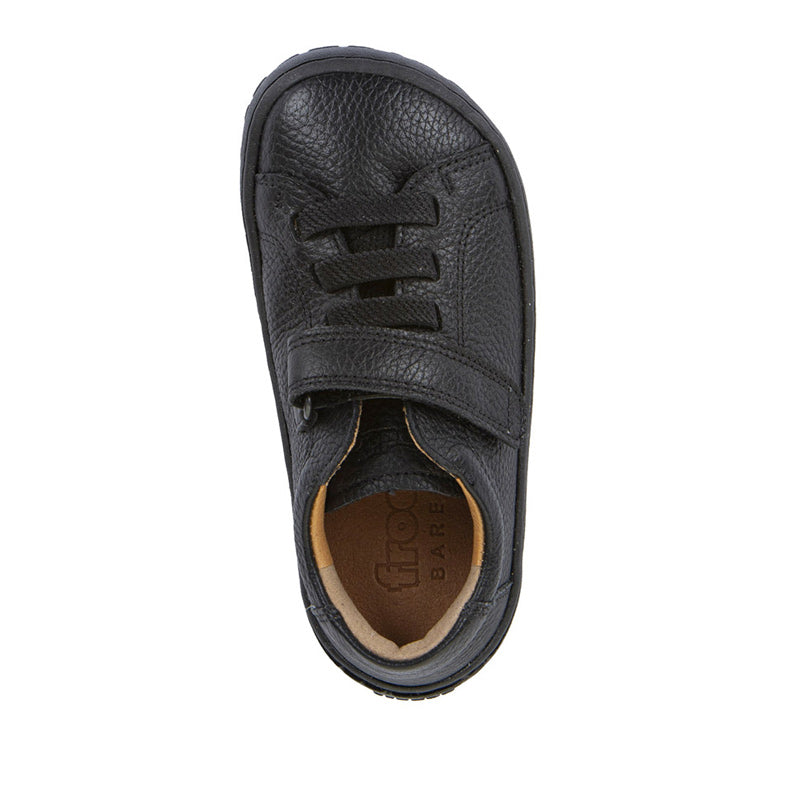 Froddo Kids Elastic Barefoot School Shoe - Black, top view.