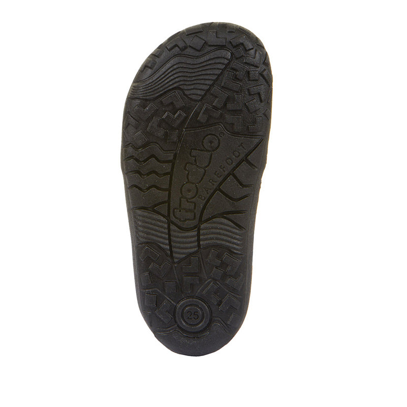 Froddo Kids Elastic Barefoot School Shoe - Black, sole view.