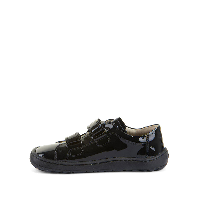 Froddo Kids Alexandra Barefoot School Shoe - Patent Black, inner side view.