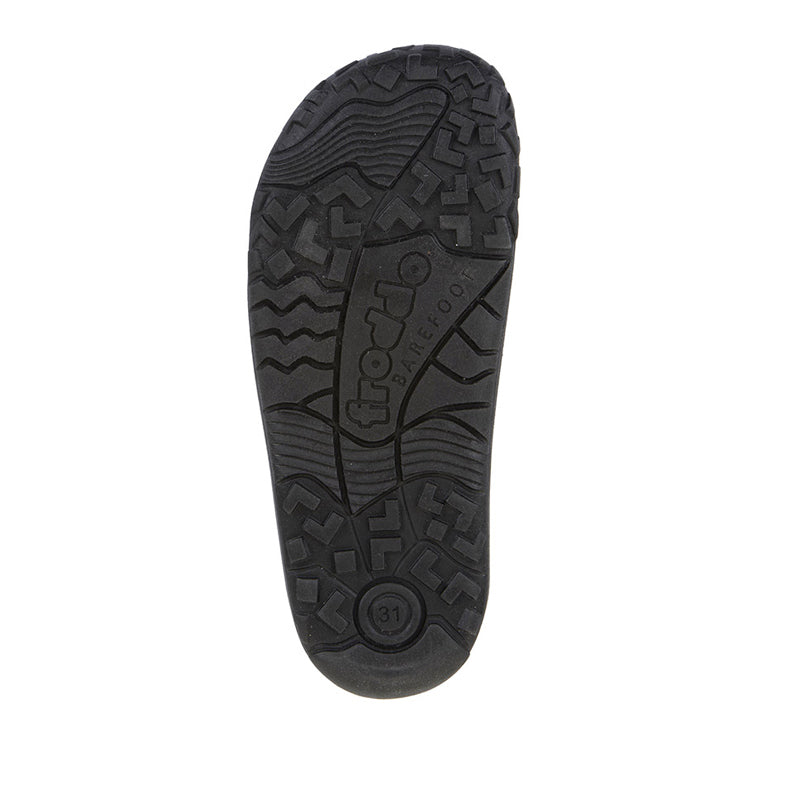 Froddo Kids Alexandra Barefoot School Shoe - Patent Black, sole view.
