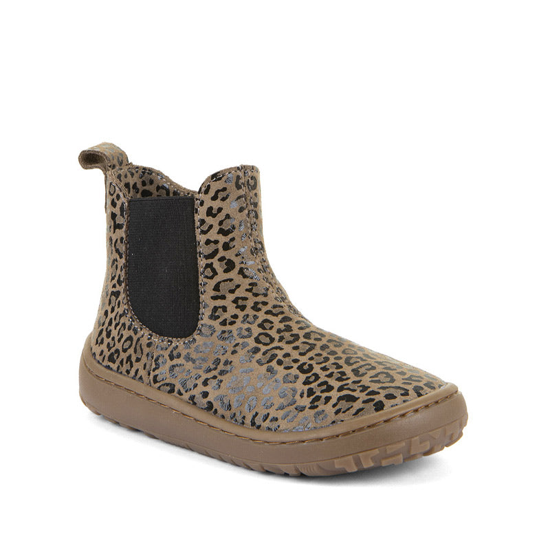 Froddo Kids Barefoot Chelys Boot - Beige+, angled view showing outer side and front.