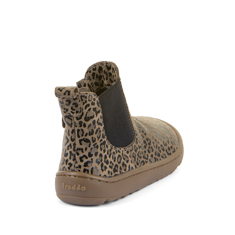 Froddo Kids Barefoot Chelys Boot - Beige+, angled view showing outer side and rear.