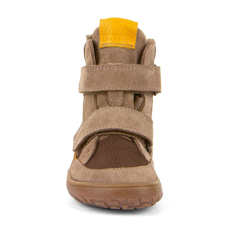 Froddo Kids Barefoot Tex Winter Waterproof Boot - Beige, front view.