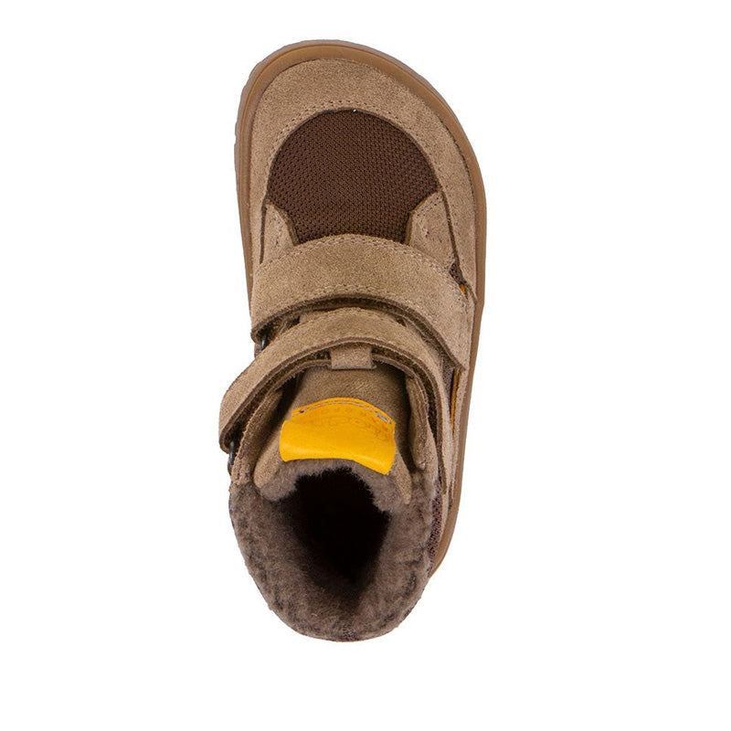 Froddo Kids Barefoot Tex Winter Waterproof Boot - Beige, top view.
