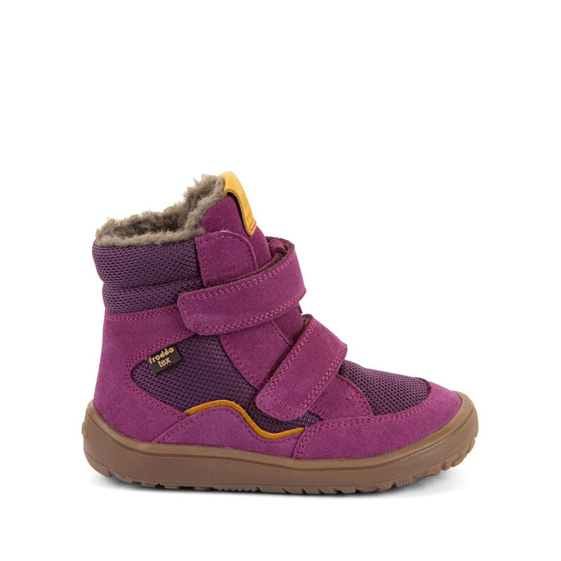 Froddo Kids Barefoot Tex Winter Waterproof Boot - Cyclamen, outer side view.