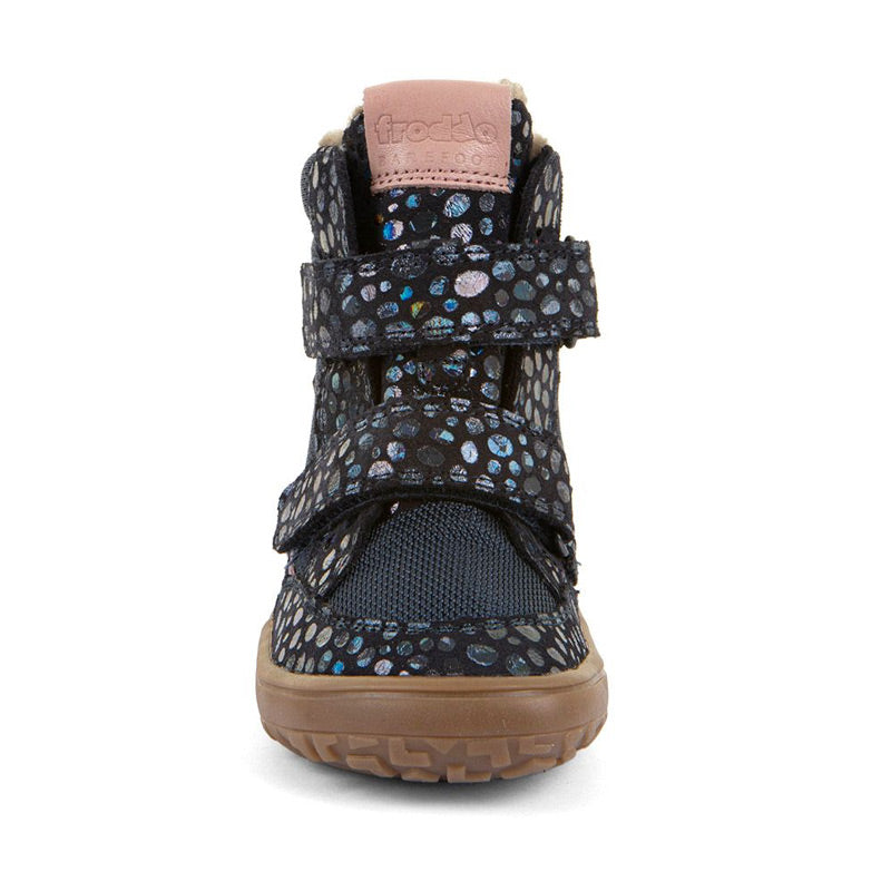 Froddo Kids Barefoot Tex Winter Waterproof Boot - Blue, front view.