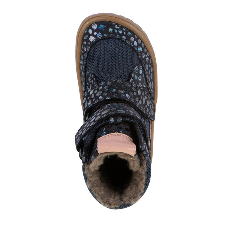 Froddo Kids Barefoot Tex Winter Waterproof Boot - Blue, top view.