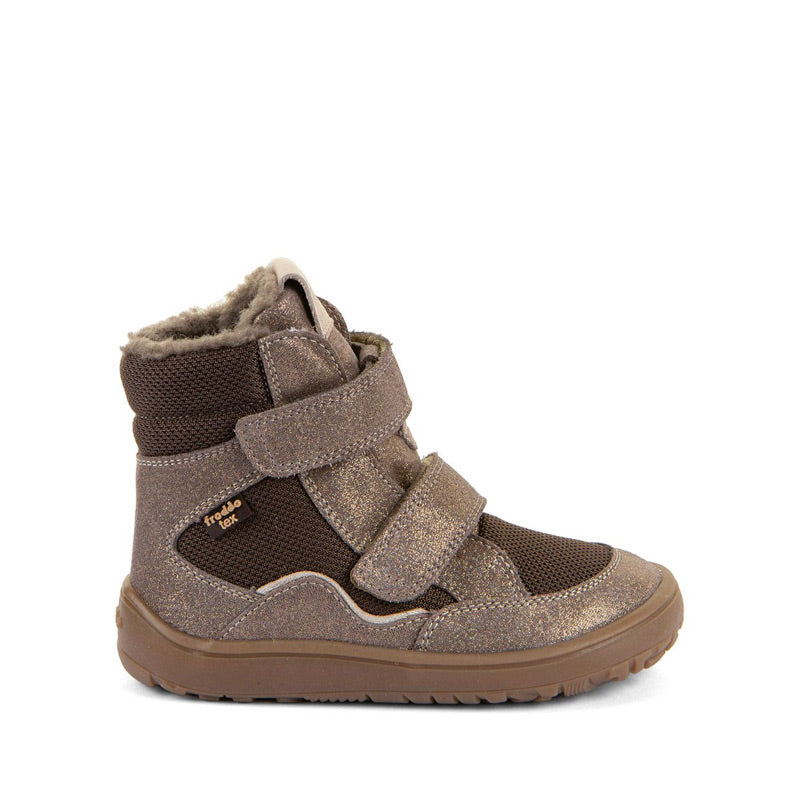Froddo Kids Barefoot Tex Winter Waterproof Boot - Bronze, outer side view.