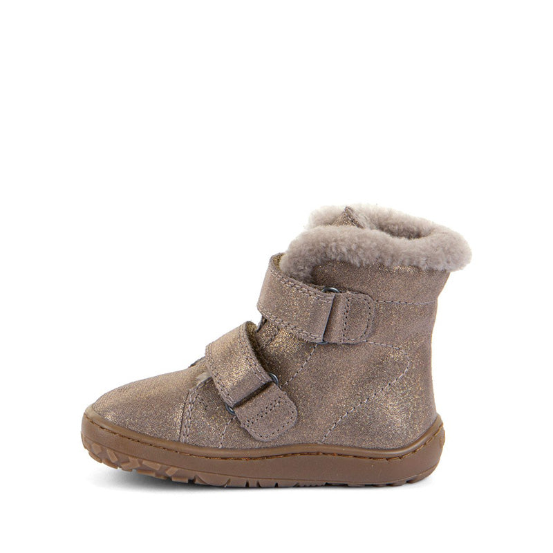 Froddo Kids Barefoot Winter Furry Boot - Bronze, inner side view.
