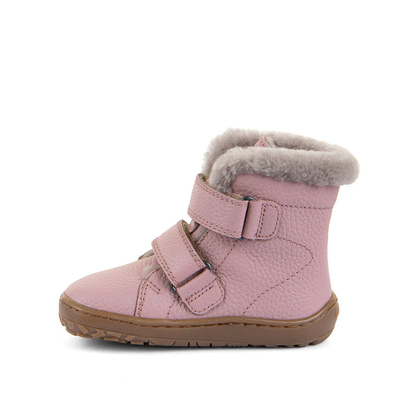 Froddo Kids Barefoot Winter Furry Boot - Pink, inner side view.