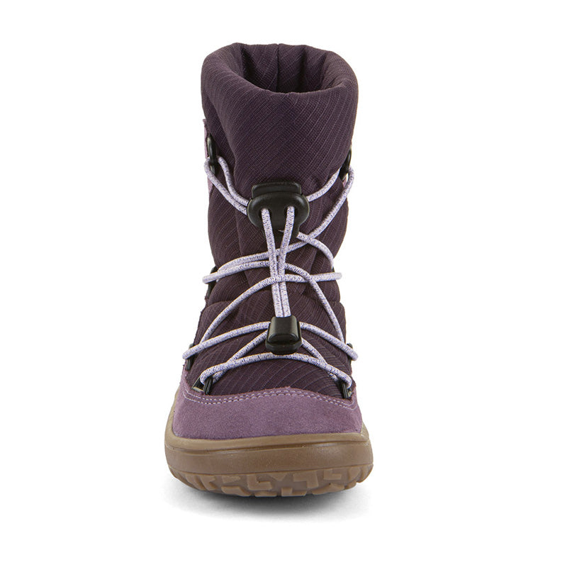 Froddo Kids Barefoot Tex Track Wool Waterproof Boot - Grape Wine, front view.